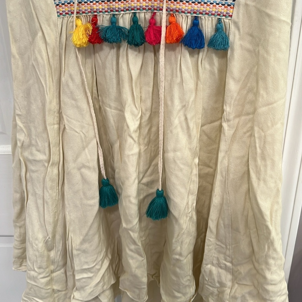 Judith March Embroidered Tassel Mini Swing Dress Sleeveless Tank - Picture 5 of 7